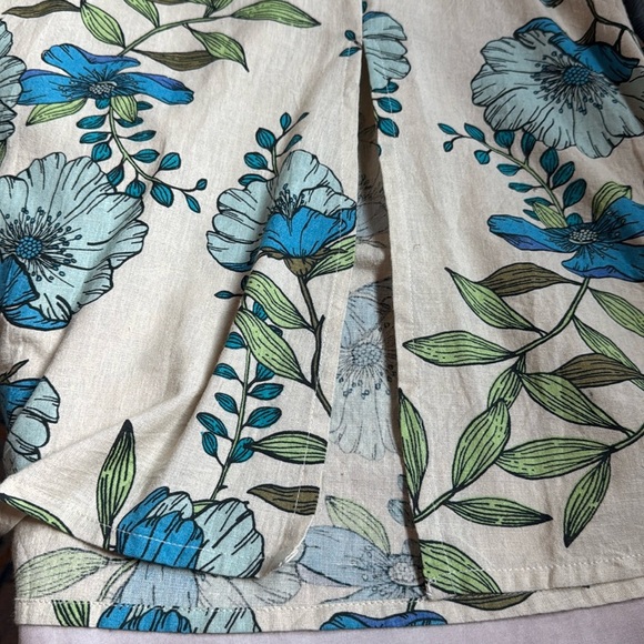 Tulip Creations Cream Floral Print Puff Sleeve Scoop Neck A-Line Midi Dress Lg - Picture 12 of 12